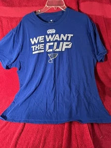St. Louis Blues NHL “We Want the Cup” T-Shirt Men’s Blue Playoff 2XL - Picture 1 of 5