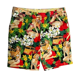 Pantaloncini da golf Loudmouth uomo taglia 40 floreali pinup hawaiana ragazza stampa all over - Foto 1 di 13