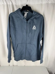 Reebok Womens Hoodie Sweatshirt Orion Blue Fleece Drawstring Sz L New w/ Tags - Picture 1 of 9