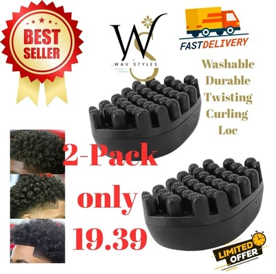 Paquete de 2 cepillos de pelo de goma para rizos lavables bobina de peine afro barbero Foto 1 de 4