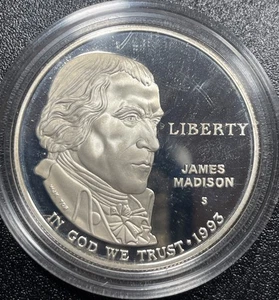 1993 S James Madison Proof Commemorative Silver Dollar $1 - Picture 1 of 2