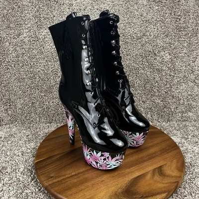 Ellie 7" Stiletto Women's 11 Lace Up Boots Print Wrapped Pf Shoes 709/Juicy - Image 1 of 4