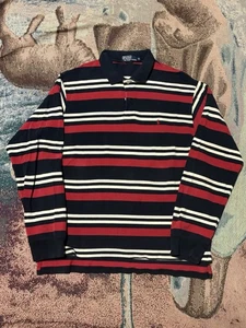 Vintage 90s Polo Ralph Lauren Rugby Shirt Size XL Multicolor Striped - Picture 1 of 4