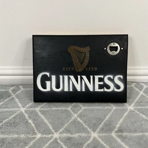 Guinness Wall Hanging Bottle Opener Handmade Wooden Man Cave Bar  - Picture 1 of 7