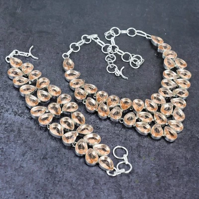 Natural Morganite Gemstone Handmade 925 Sterling Silver Jewelry Set Gift y212 - Image 1 of 4