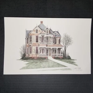 Michael Hargrove Victorian House Quill Pen Etched W. Color Print Pencil Signed - Picture 1 of 3