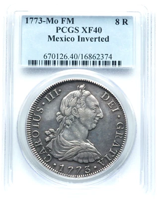 Charles III 8 Reales "Inverted Mo FM" 1773 Mo-FM XF40 PCGS,   Mexico City Mint - Image 1 of 2