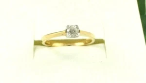 Size L 18ct Yellow Gold Single Stone Solitaire Claw Set 0.25ct 25pt Diamond Ring - Picture 1 of 8