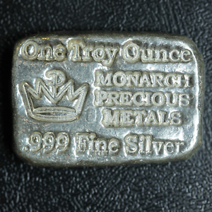 1 oz .999 Fine Silver Monarch Precious Metals Poured Silver Bar