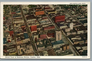 Aerial View Business Section Canton Ohio OH Postcard 1953 - Imagen 1 de 2