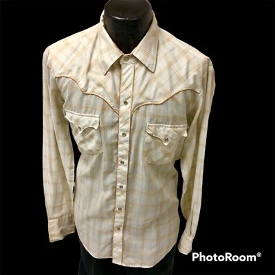 Vtg 60's Kenny Rogers Cowboy Western GOLD SATIN Trim Rockabilly Pearl Snap Shirt - Image 1 of 4