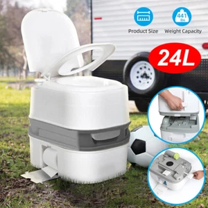 24L Portable Camping Toilet Flushing Chemical Toilet Potty Caravan Easy Clear - Picture 1 of 17