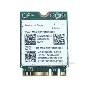 Broadcom BCM94371ZAE NGFF Wireless AC WiFi+ BT 4.1 HP 843549-001 WLAN Card - Zdjęcie 1 z 6