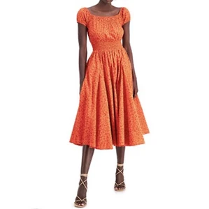INC Womens XL Orange Mira Animal Print Off The Shoulder Midi Dress NWT AL35 - Picture 1 of 6