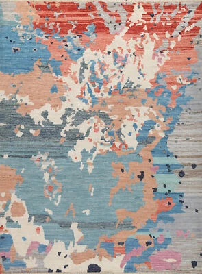 Unique Abstract Patterned Area Rug 6x8 ft Hand-knotted Wool - Image 1 of 4