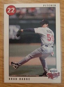 1996 MARQUETTE BANKS BRAD RADKE #36 MINNESOTA TWINS