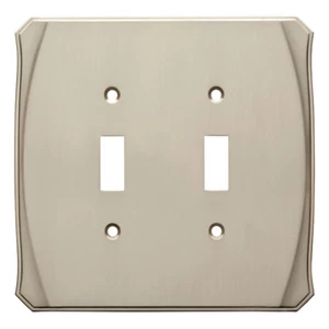 Nickel Double Toggle Wall Plate Double Switch Plate - Picture 1 of 2