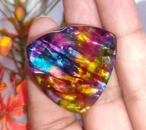 55 Ct Natural Ammolite Trillion Opal -Like Organic Doublet Rare Loose Gemstone - Picture 1 of 9
