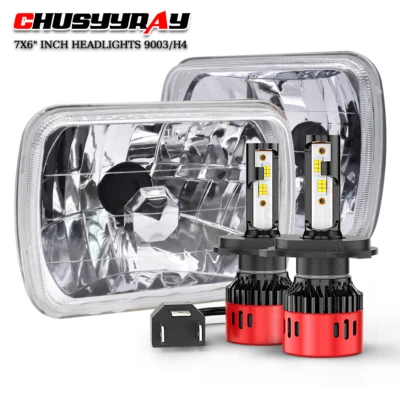 Pair 7x6 5x7'' Led Headlights Hi/Lo Halo Fit GMC TopKick C6500 C5500 C4500 Truck - Image 1 of 4