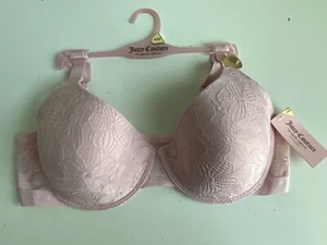 Juicy Couture Sexy T-Shirt Bra Glam Lace Sz 42D Smoky Pink Underwire JC6913E NEW - Picture 1 of 12