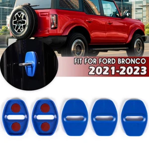 5x Blue Door Lock Buckle Covers Trim Protector for Ford Bronco 2/4D 2021-23 - Foto 1 di 8