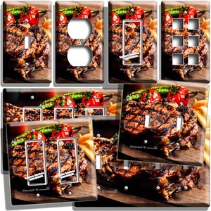 BBQ GRILLED CHOP STEAK VEGGIE FRIES LIGHT SWITCH OUTLET WALL PLATE KITCHEN DECOR - Picture 1 of 34
