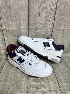 NEW BALANCE 550 TRAINERS MENS BRAND NEW GENUINE BURGUNDY INDIGO NATURAL 8uk - Picture 1 of 7