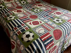 Kids Boys Thin Quilt Bedding Full/Queen 2 Pillow Shams Sports Theme Jersey Home - Picture 1 of 13