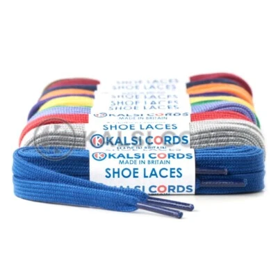 FLAT SHOE LACES PREMIUM COTTON FEEL FOR ANY FOOTWEAR 1 PAIR BOOT TRAINER SPORTS - Image 1 of 3