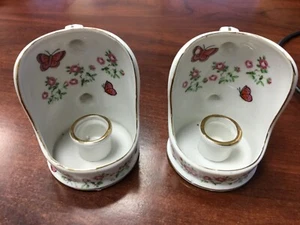 Vintage Enesco Imported Japan Butterflies ceramic candle holders 1960’s - Picture 1 of 15