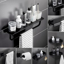 Set montato a parete per pittura nera opaca supporto bagno barra portaoggetti gancio