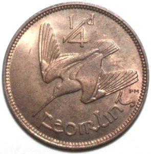 Moneta Farthing irlandese 1949 KM# 9 Irlanda beccaccia uccellino arpa feoirling 1 - Foto 1 di 2
