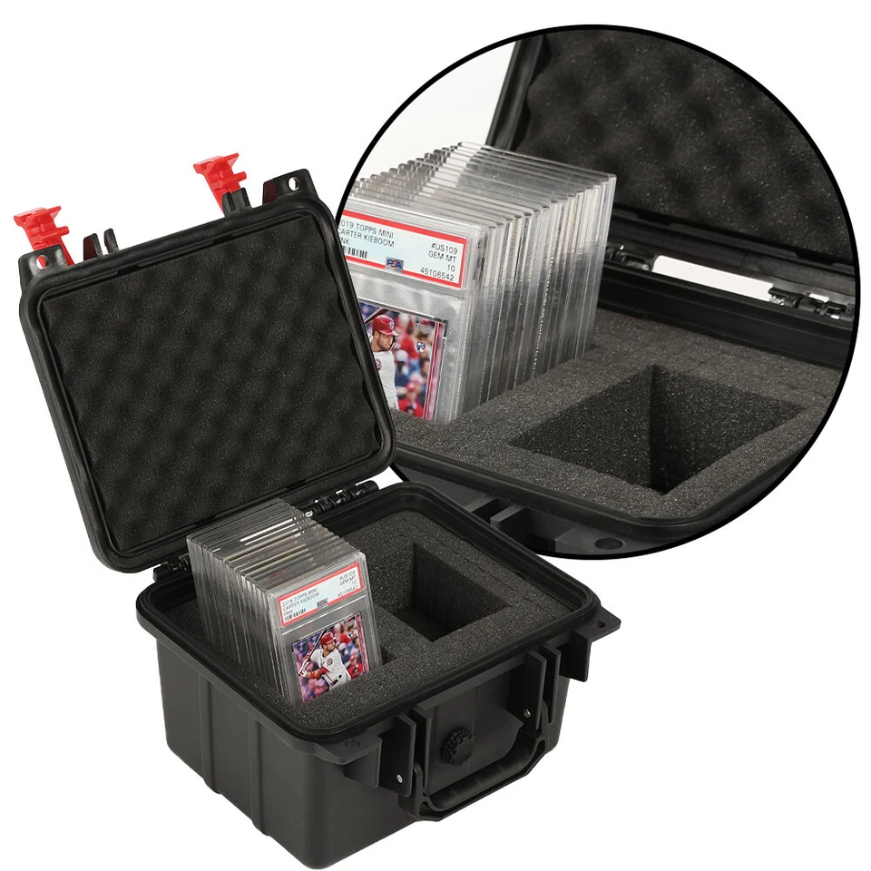 50CT Graded Card Storage Box Travel Waterproof Case Slab Holder &Protector Black - Image 1 of 4