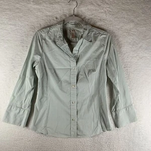 Banana Republic Shirt Womens Medium Petites Striped Stretch Button-Up 7930 - Picture 1 of 6