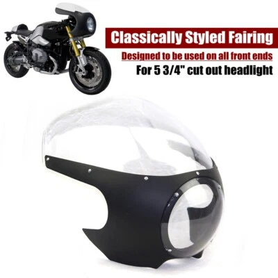 Carenado de faros con parabrisas transparente para BMW Honda Yamaha Café Racer 5,75"" Foto 1 de 4