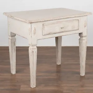 Antique Swedish Gustavian White Painted Side Table With Drawer, circa 1840-60 - Picture 1 of 9