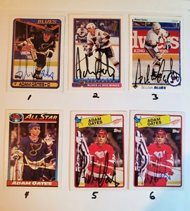 Adam Oates Autographed Hockey Cards from St. Louis Blues and Detroit Red Wings - Picture 1 of 1