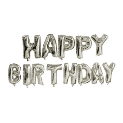 Palloncino foil mylar HAPPY BIRTHDAY argento 13 lettere da gonfiare cm 40 - Immagine 1 di 4