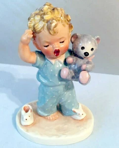 Goebel Charlot Byj 11 Sleepy Head Yawning Boy & Teddy Bear Figurine 1957 5"H - Picture 1 of 3