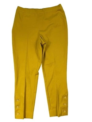"As Is" Isaac Mizrahi Women Mustard 24/7 Stretch Ankle Pants w/Button Detail 6P Foto 1 de 4