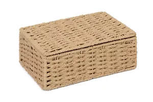 Arpan  Paper Rope Storage Baskets Boxes Hampers Small Natural with Lids WB-9694S - Picture 1 of 5