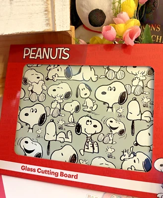Peanuts Snoopy Glass Cutting Board 12" x 15" Gray & White Kitchen New - Image 1 of 4