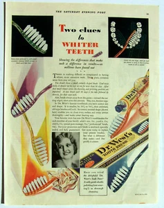 Dr. West's Toothbrush ad Whiter teeth 1930 - Picture 1 of 1
