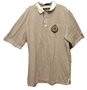 Eight 732 Embroidered Men’s Gray And White Striped Polo Shirt.SZ 3XL .Pre Owned. - Picture 1 of 12