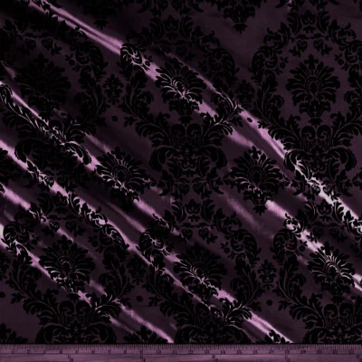 Flocked Damask Taffeta Fabric - Sold By The Yard - Image 1 of 4