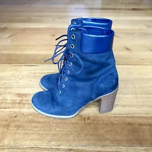 Timberland Nubuck Suede/Leather Womens Blue Lace Up Heeled Boots, Size 7 - Picture 1 of 8