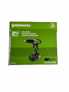 NEW GreenWorks 24V Brushless 1/2-In Drill/Driver, 2.0Ah Battery and Charger - Picture 1 of 4
