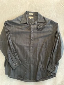 Eighty Eight Button Shirt Men's XL Graphic Velour Long Sleeve Gothic Embroidered - Picture 1 of 8