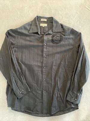 Eighty Eight Button Shirt Men's XL Graphic Velour Long Sleeve Gothic Embroidered - Image 1 of 4