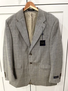 Polo University Club Jacket Mens 42R Tan Plaid Professor Wool New Sport Coat - Picture 1 of 20